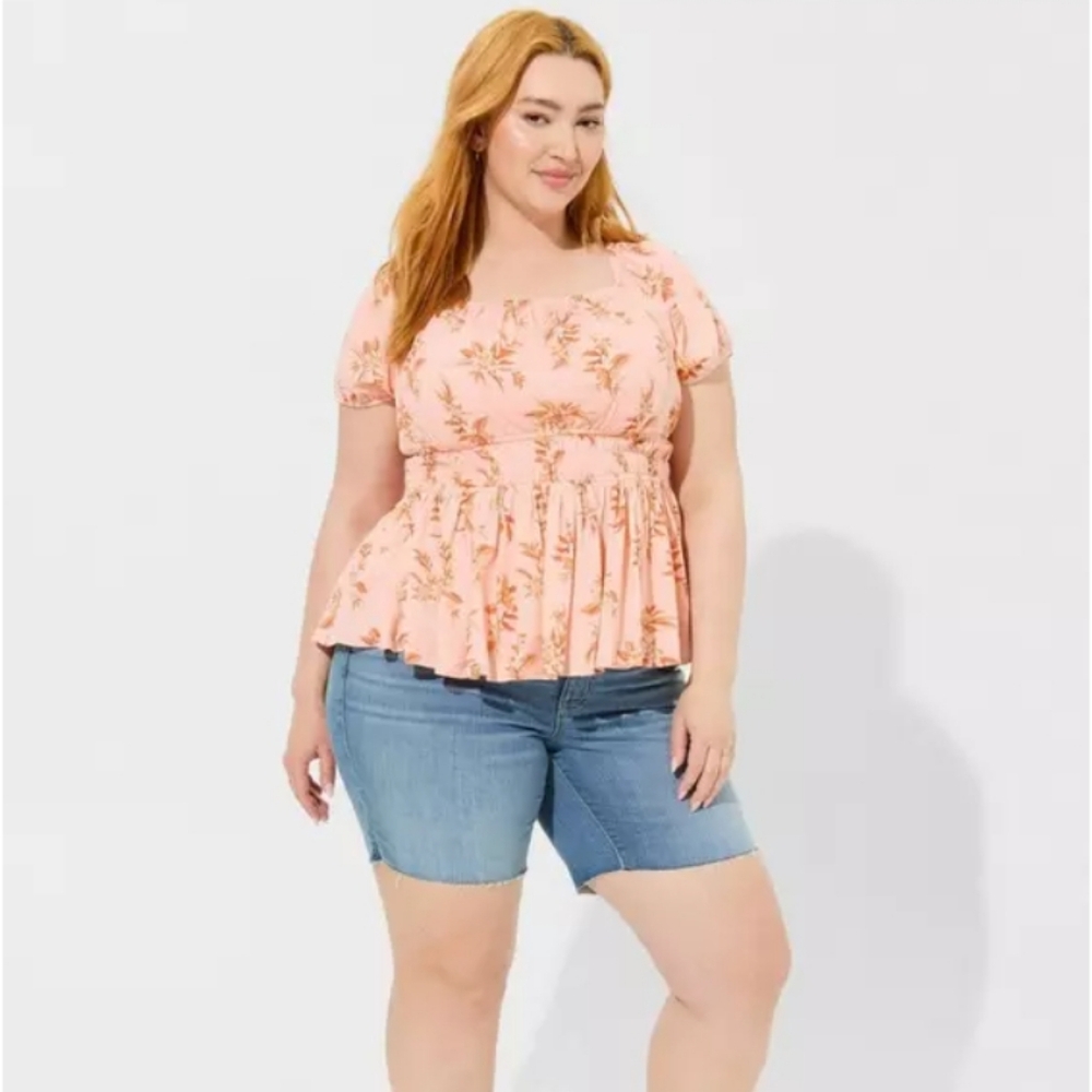Torrid Floral Crinkle Gauze Top. Sz.4=26 - Picture 3 of 7